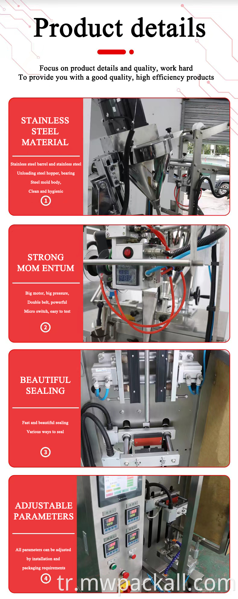 Otomatik Dikey Granül Paketleme Paketleme Makinesi Otomatik Toz Doldurma Makinesi Tartım Ambalajı